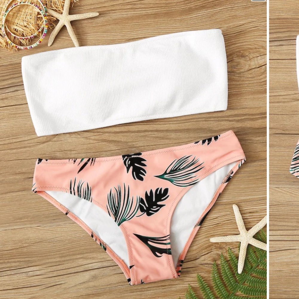 White and pink floral Bikini